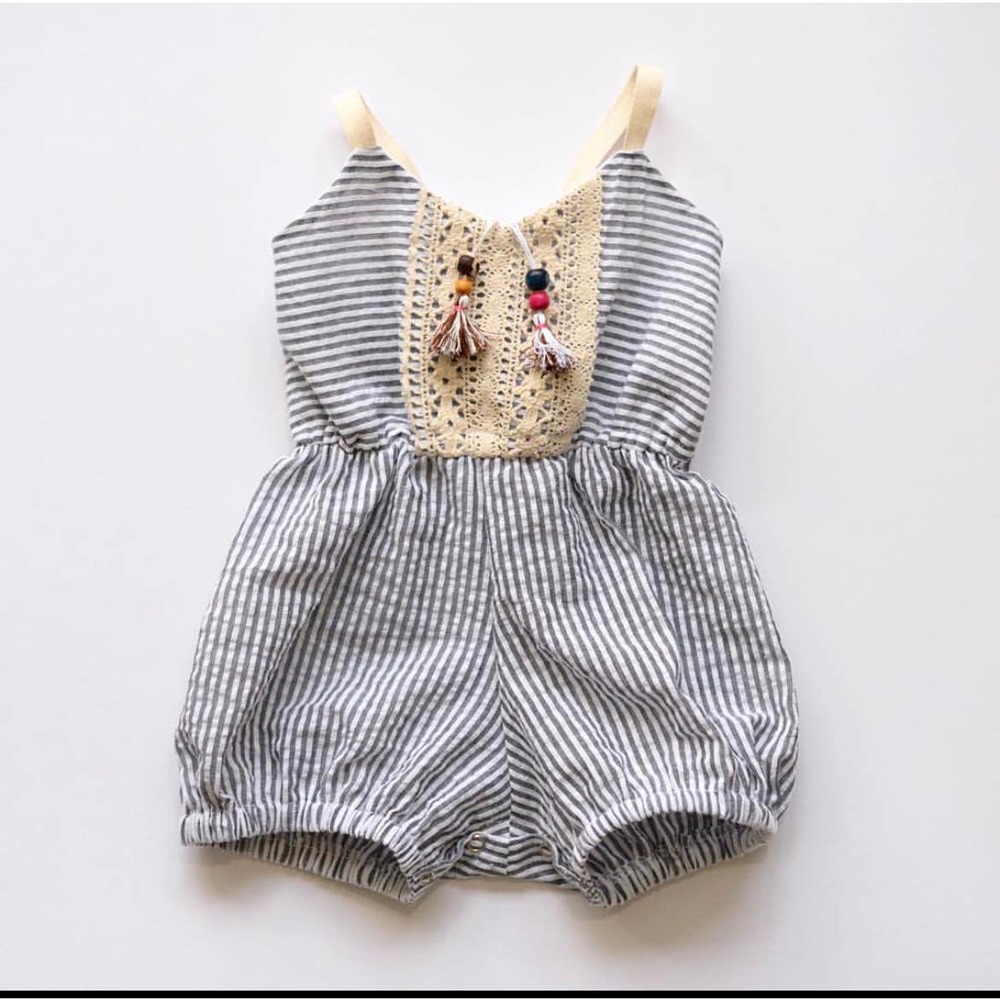 LYLA BLOOM Blue & White Summer Romper